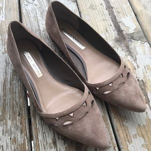 Audrey Brooke Suede Pointed Toe Cutout Flats